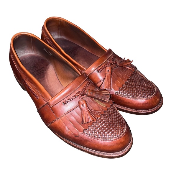 Allen Edmonds Cody Brown Leather Tassel Kiltie Weave Loafers Shoes - Picture 4 of 16
